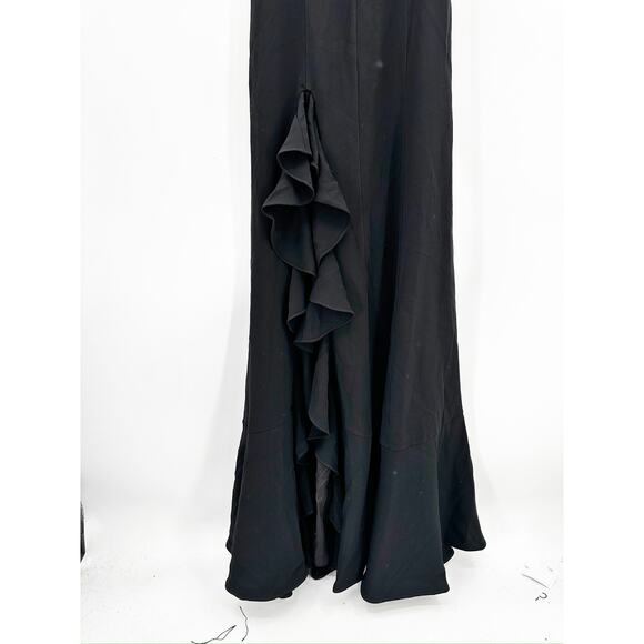 Cinq à Sept Dilan Ruffle-Trim Gown Black Size 4 NWT - Picture 7 of 7